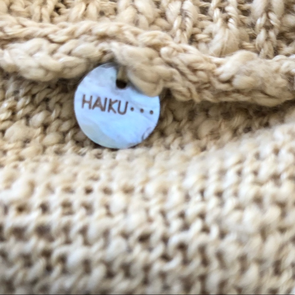 Haiku Yellow Knit Sweater Three Button Open Back - image 5